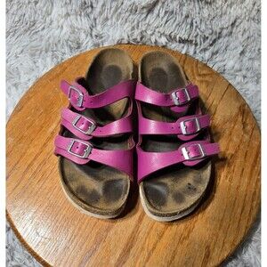 Birkenstock Florida Women Size 6 EU 37 Sandals Pink Leather Strap Footbed Slides